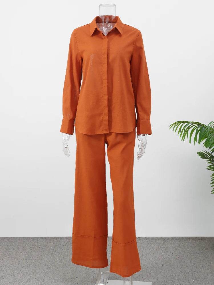Buy Center Fashion Cotton Linen Pants Set - Elegant Summer Outfit - Buy Center UK