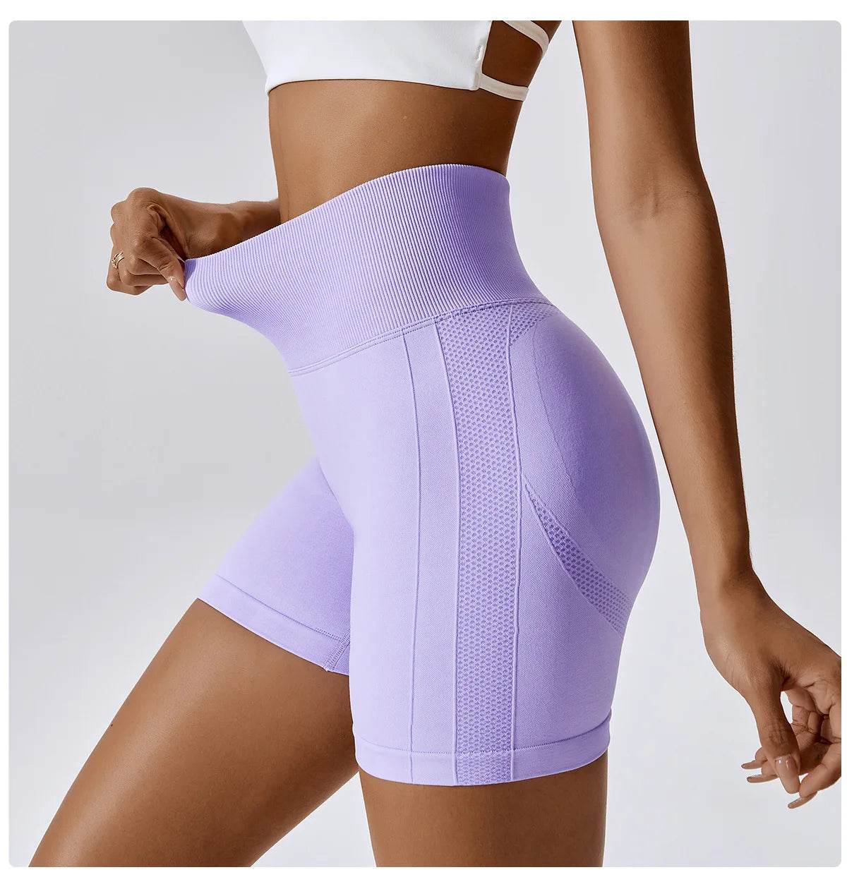 Buy Center High Waist Seamless Sports Shorts - Perfect for Yoga & Cycling - Buy Center UK