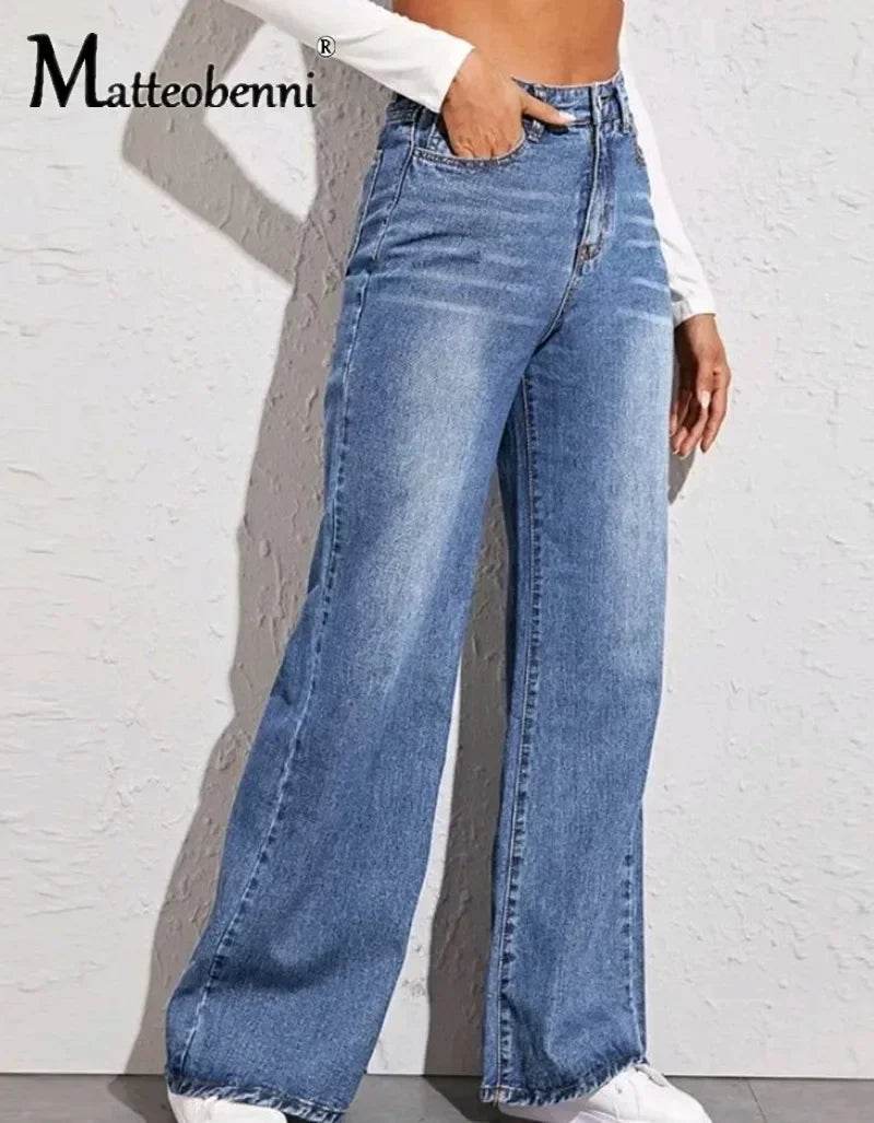 Buy Center High Waist Straight Jeans - Casual Loose Fit for Women - Buy Center UK