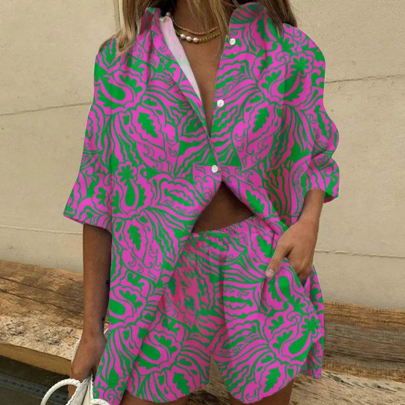 Buy Center Two Piece Women's Summer Set - Stylish Print, Loose Fit - Buy Center UK