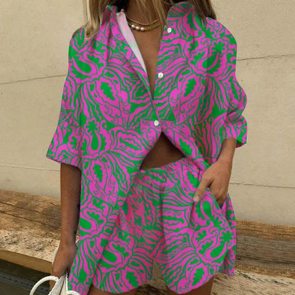 Buy Center Two Piece Women's Summer Set - Stylish Print, Loose Fit - Buy Center UK