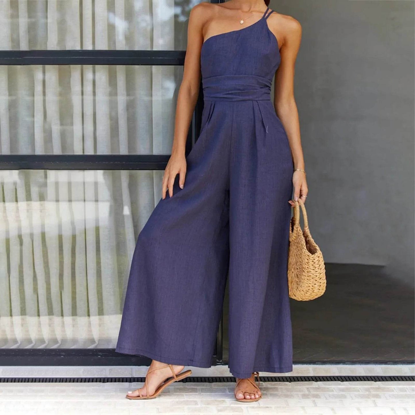 Elegant One Shoulder Cotton Party Jumpsuit - Buy Center 2023 - Buy Center UK