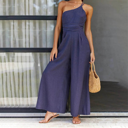 Elegant One Shoulder Cotton Party Jumpsuit - Buy Center 2023 - Buy Center UK