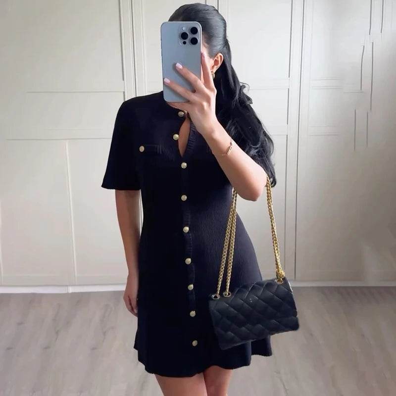 Buy Center Elegant White Knitted Mini Dress - Sexy Slim Fit Design - Buy Center UK