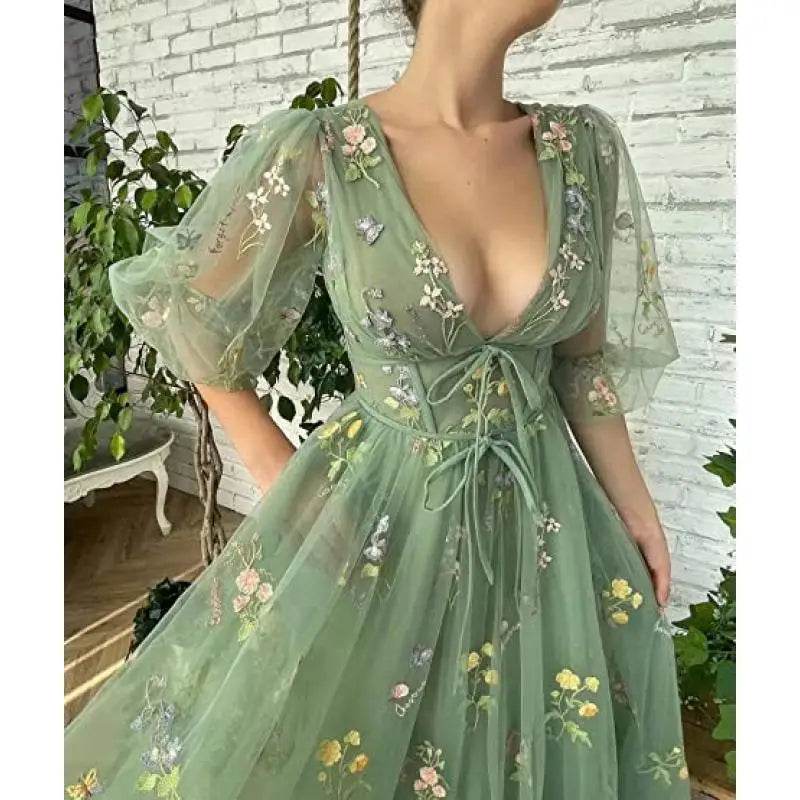Buy Center Puffy Sleeve Bridesmaid Dress - Romantic Tulle Gown - Buy Center UK