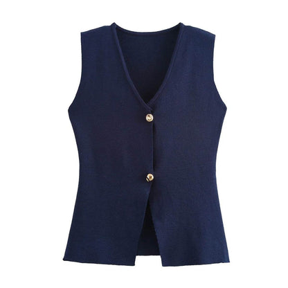 TRAF Women’s Knit Vest - Stylish Sleeveless Cardigan for Autumn - Buy Center UK