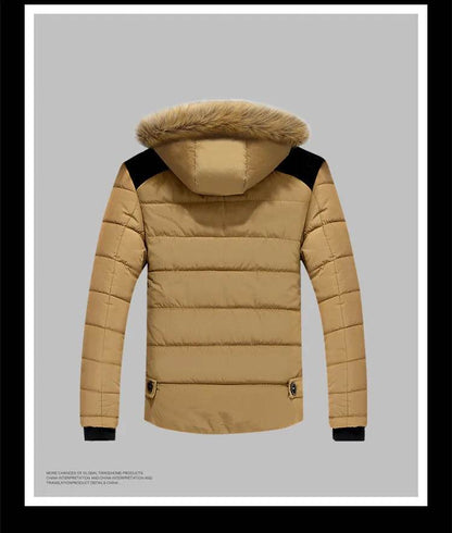 Buy Center Men's Warm Overcoat - Hooded Winter Jacket, Thick Cotton - Buy Center UK