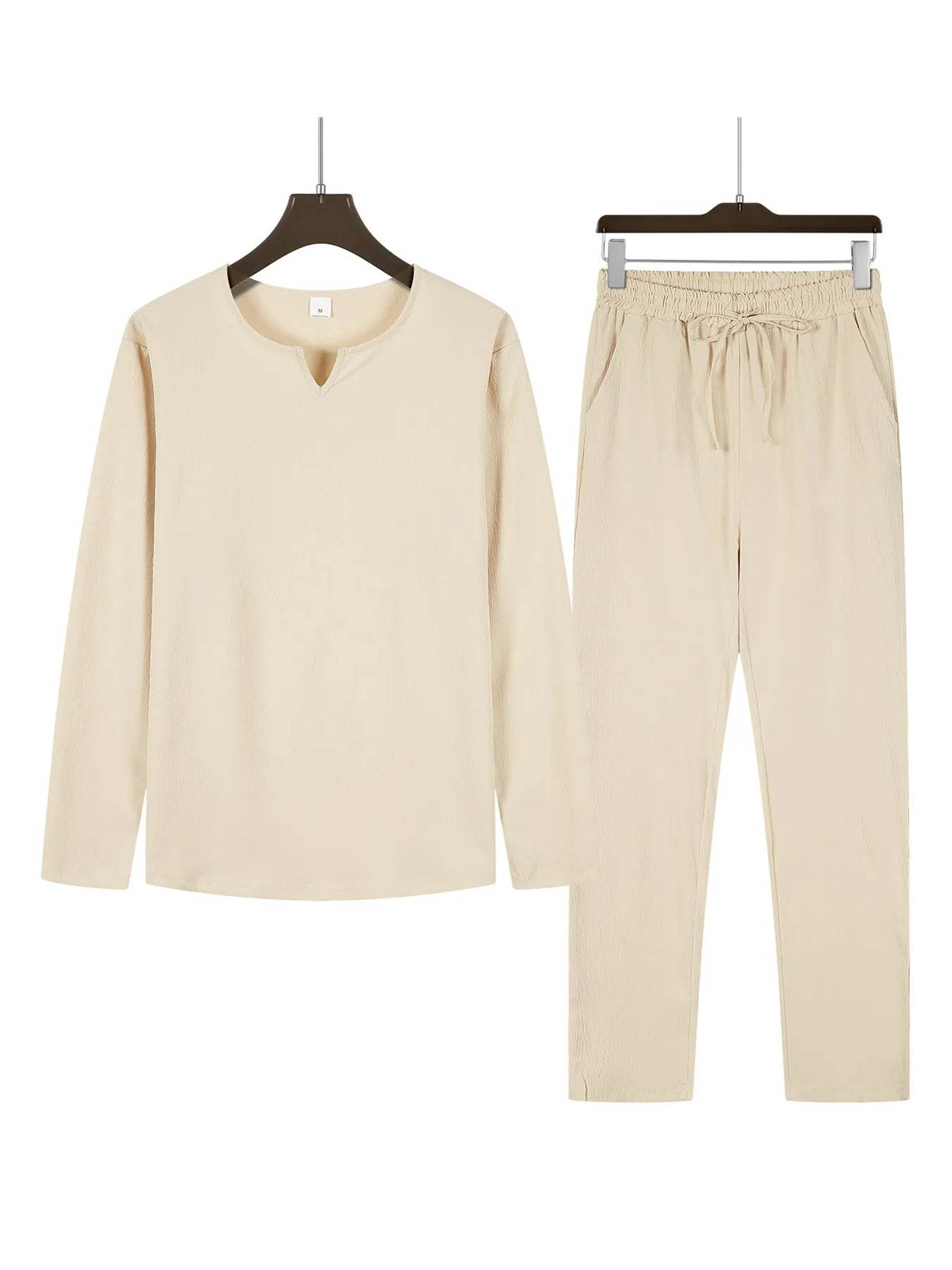 2pcs Men’s V-Neck Shirt & Sweatpants Set - Perfect Beach Wear - Buy Center UK