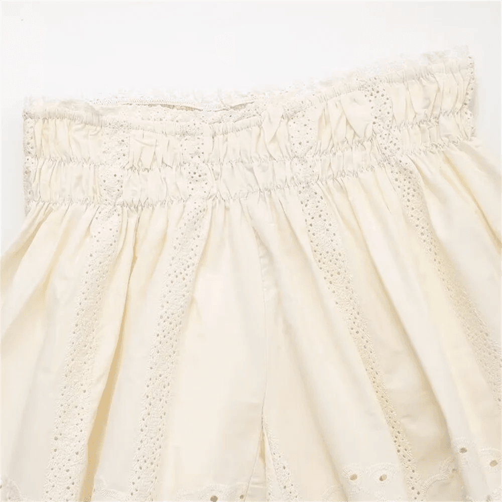 PB&ZA Women's Spring Outfit - Embroidered Top & High Waist Shorts - Buy Center UK