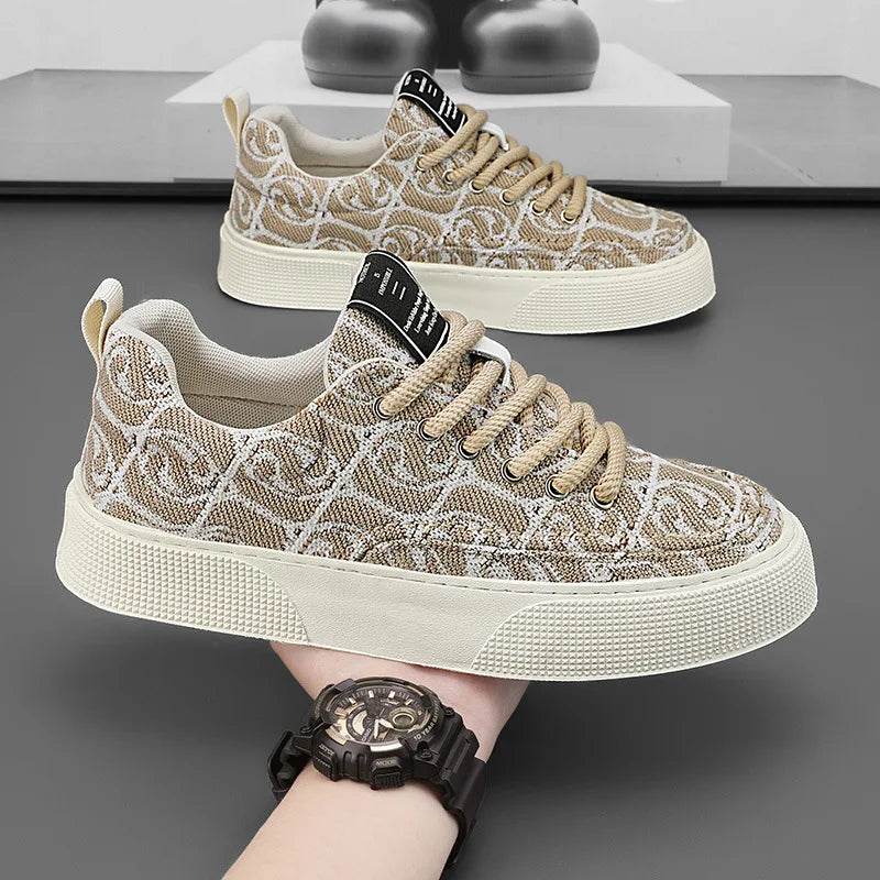 Designer Men’s Canvas Sneakers - Trendy Prints for Casual Style - Buy Center UK