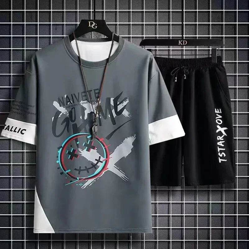 Buy Center Summer Men Sets - 2 Piece Plaid Tracksuit for Casual Wear - Buy Center UK