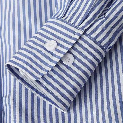 Buy Center Women’s Long Sleeve Blouse - Stylish Blue Stripes Top - Buy Center UK