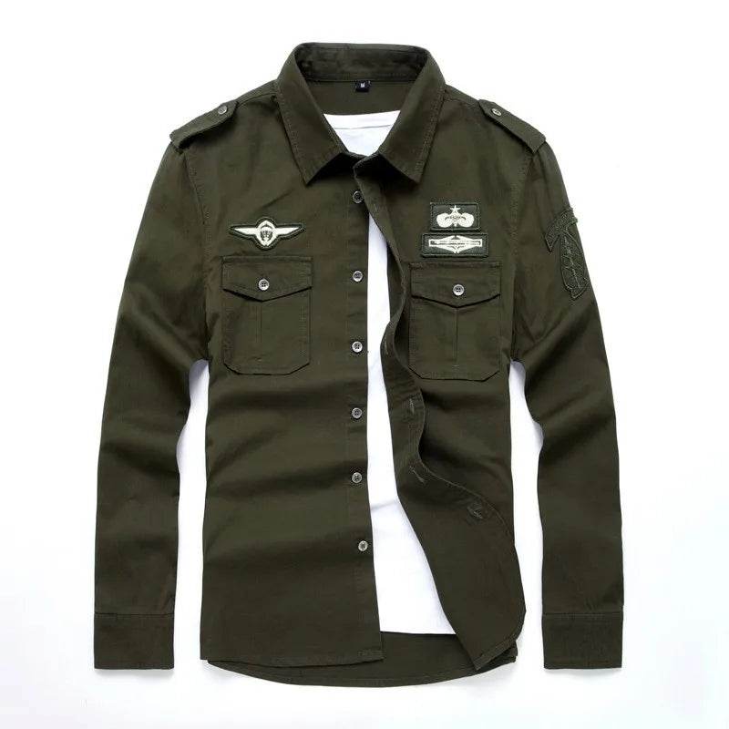 Buy Center Men’s Long Sleeve Cotton Shirt - Military Fitness Style - Buy Center UK