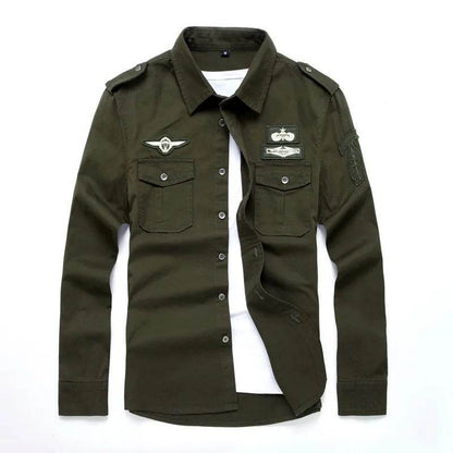 Buy Center Men’s Long Sleeve Cotton Shirt - Military Fitness Style - Buy Center UK