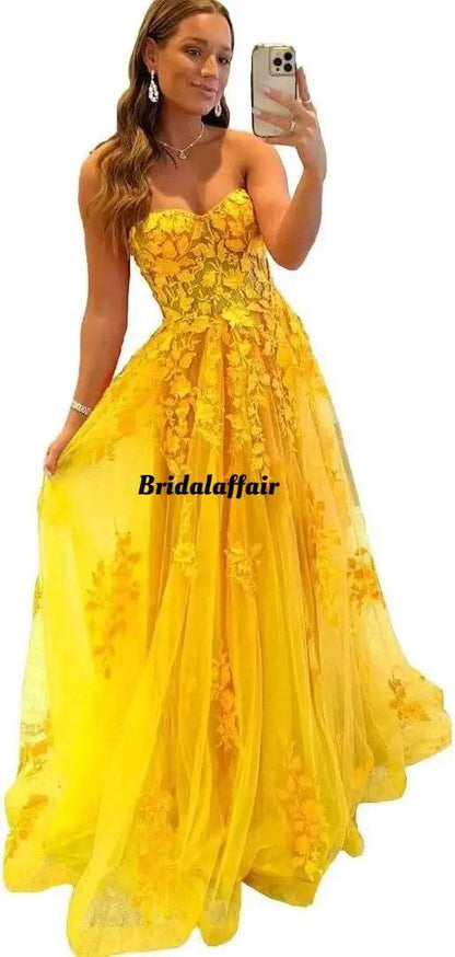 Elegant Orange Lace Appliques Prom Dress - Sweetheart A-Line Gown - Buy Center UK