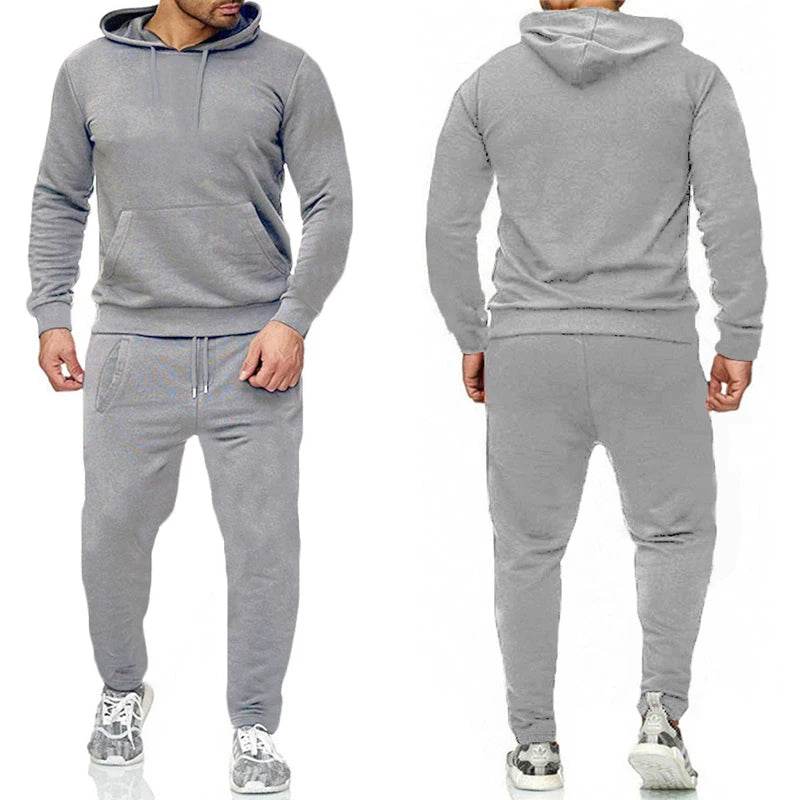 Buy Center Men's Solid Color Tracksuit - High-Quality Hoodie & Jogger - Buy Center UK