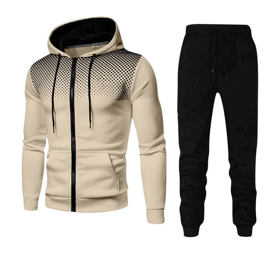Buy Center Fashion Print Tracksuit for Men - Stylish Zipper Hoodie Set - Buy Center UK
