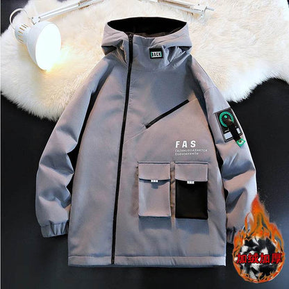 Buy Center Men's Pilot Hooded Jacket - Stylish Zipper, Warm Velvet Lining - Buy Center UK
