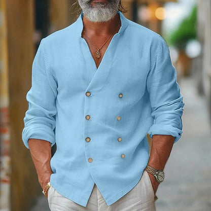 Buy Center Men's Cotton Linen Button Down T-shirt - Spring & Summer Style - Buy Center UK