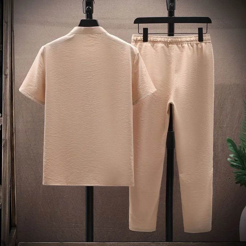 Buy Center Men's Summer Cotton Linen Suit - Breathable, Loose Fit - Buy Center UK
