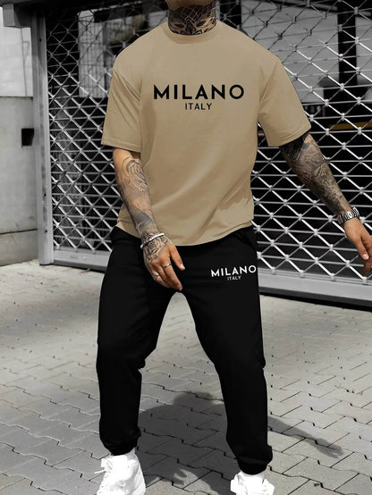 Buy Center Men's Casual Sportswear Set - Comfy T-Shirt & Long Pants - Buy Center UK