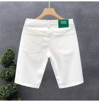 Buy Center 2023 Summer Casual Denim Shorts - Slim Fit White Knee Length - Buy Center UK