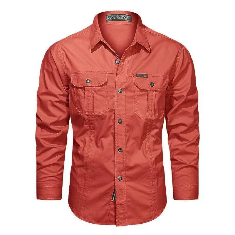 Buy Center Men's Long Sleeve Cargo Shirt - High-Quality Cotton Style - Buy Center UK
