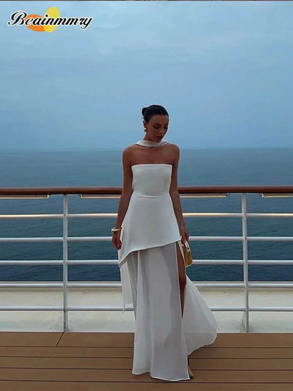Buy Center Strapless Mesh Patchwork Maxi Dress - Elegant Beach Wear - Buy Center UK