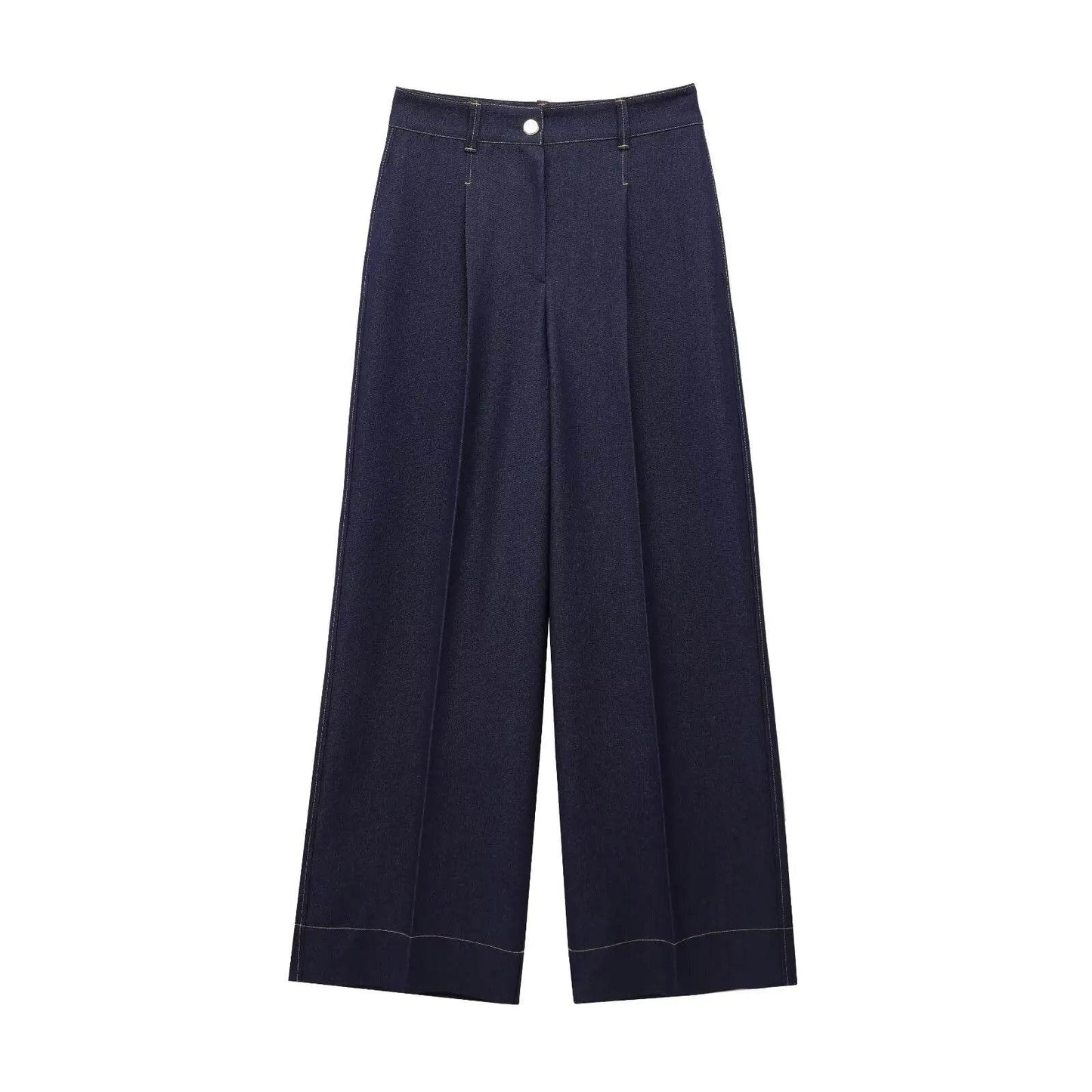TRAFZA Women's Casual Jacket Set - O-Neck, Wide Leg Pants, Spring Style - Buy Center UK