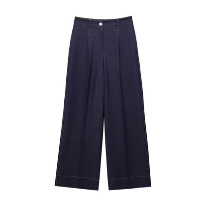 TRAFZA Women's Casual Jacket Set - O-Neck, Wide Leg Pants, Spring Style - Buy Center UK