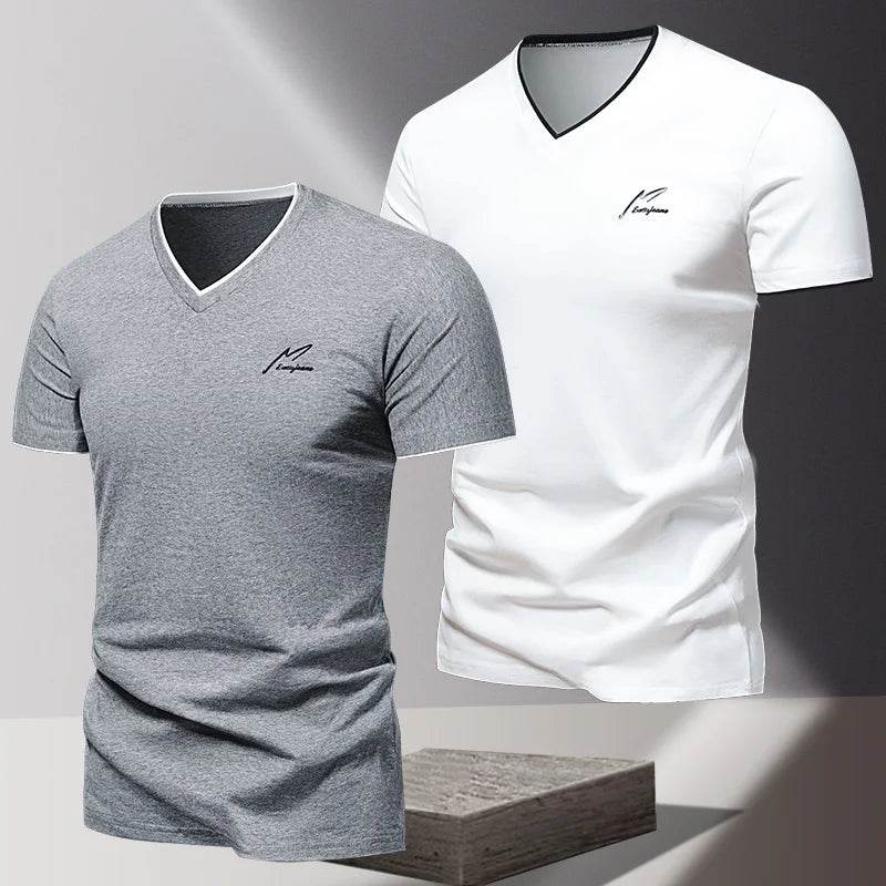 Buy Center Men's V-Neck Cotton T-Shirt - Stylish, Breathable Summer Wear - Buy Center UK