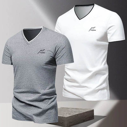 Buy Center Men's V-Neck Cotton T-Shirt - Stylish, Breathable Summer Wear - Buy Center UK