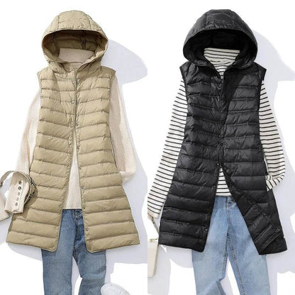 Buy Center Women's Ultra Light Duck Down Vest - Hooded, Sleeveless - Buy Center UK