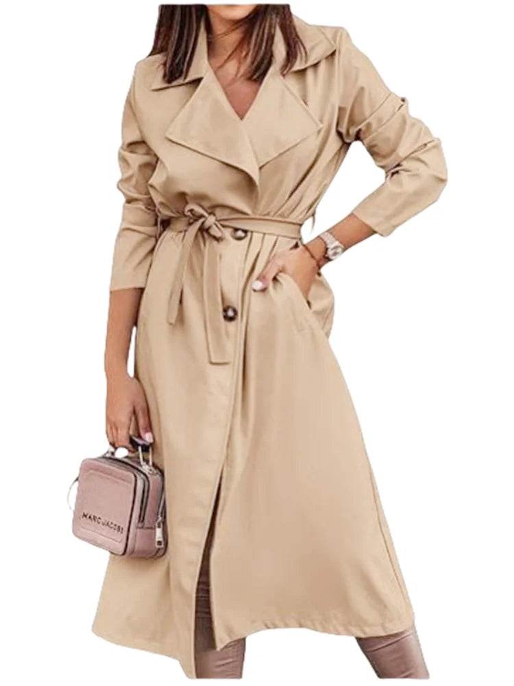 Buy Center Women's Double Breasted Wool Blend Trench Coat - Buy Center UK
