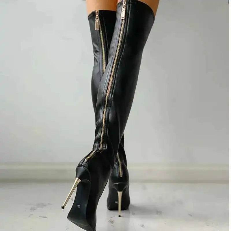 Buy Center Red Over The Knee High Heel Boots - Stiletto & Zip Closure - Buy Center UK