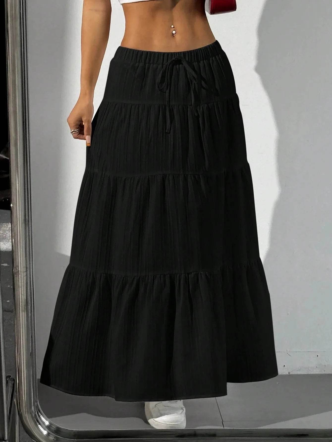 Buy Center Women's Loose Long Skirt - White Lace Up Bow Design - Buy Center UK