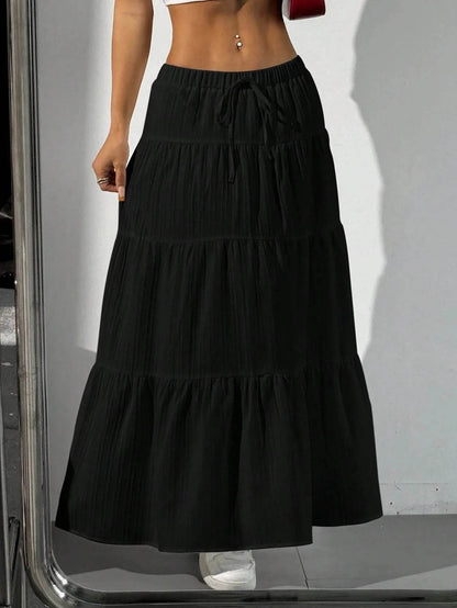 Buy Center Women's Loose Long Skirt - White Lace Up Bow Design - Buy Center UK
