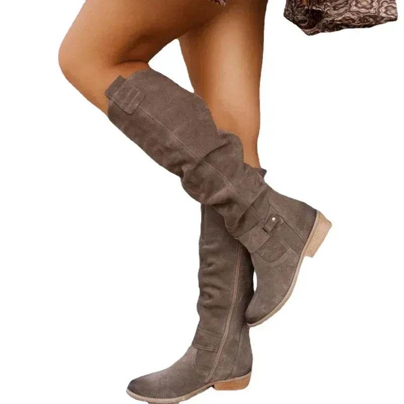 Buy Center Women's Thigh High Boots - Low Heel & Side Zip, Size 43 - Buy Center UK