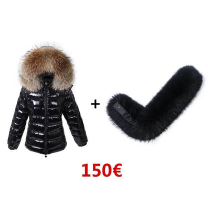 Maomaokong Women’s Winter Jacket - Real Fur Collar, Duck Down Lining - Buy Center UK