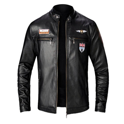 Buy Center Men's Slim Leather Jacket - Custom Printed Motorcycle Coat - Buy Center UK