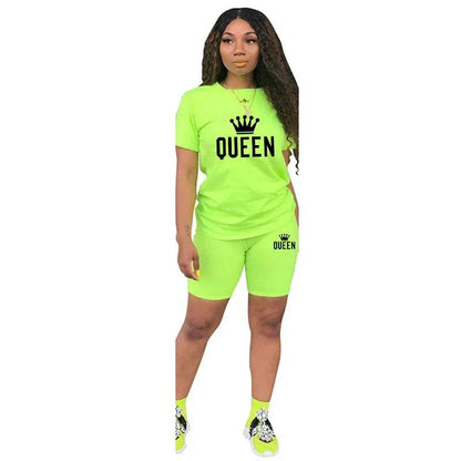 Summer Women's Queen Printing Tracksuit Set - T-Shirt & Shorts - Buy Center UK