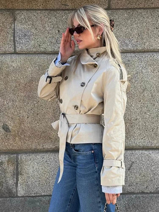 Buy Center Women's Spring Double Breasted Trench Coat - Elegant Office Jacket - Buy Center UK