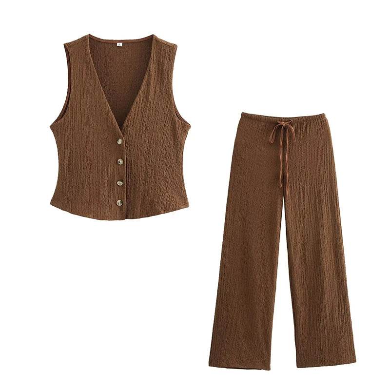 Willshela Women's 2 Piece Set - Chic Tank Top & High Waist Pants - Buy Center UK