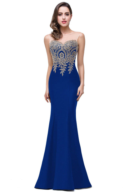 2024 Gold Appliques Sweetheart Illusion Bridesmaid Gown - Floor Length - Buy Center UK