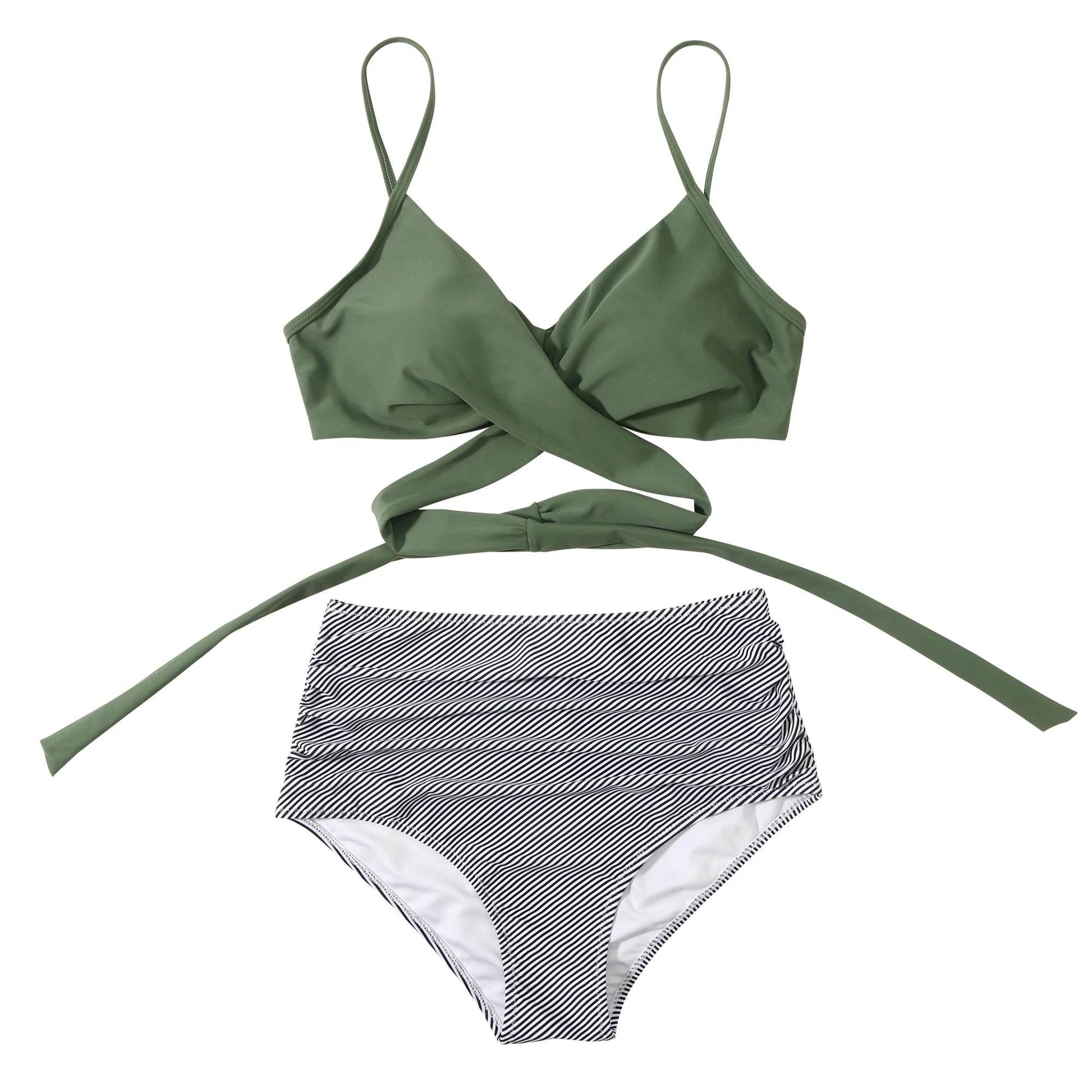Buy Center High Waist Floral Bikini Set - V-Neck Two Piece - Buy Center UK