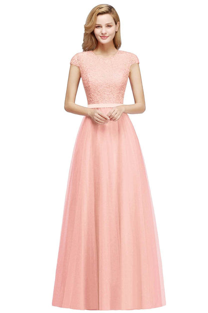 Buy Center A-line Lace Dress - Scoop Neck, Elegant Short Sleeves - Buy Center UK