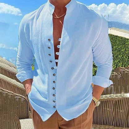Buy Center Men’s Long Sleeve Casual Shirt - Solid Color, Loose Fit - Buy Center UK