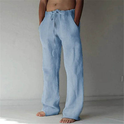 Men's Cotton Linen Casual Pants - Breathable Trousers for Streetwear - Buy Center UK