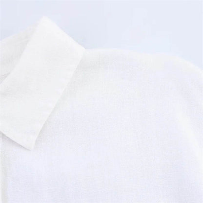 PB&ZA Women's Long Sleeve Shirt - White Button Down with Side Tie - Buy Center UK