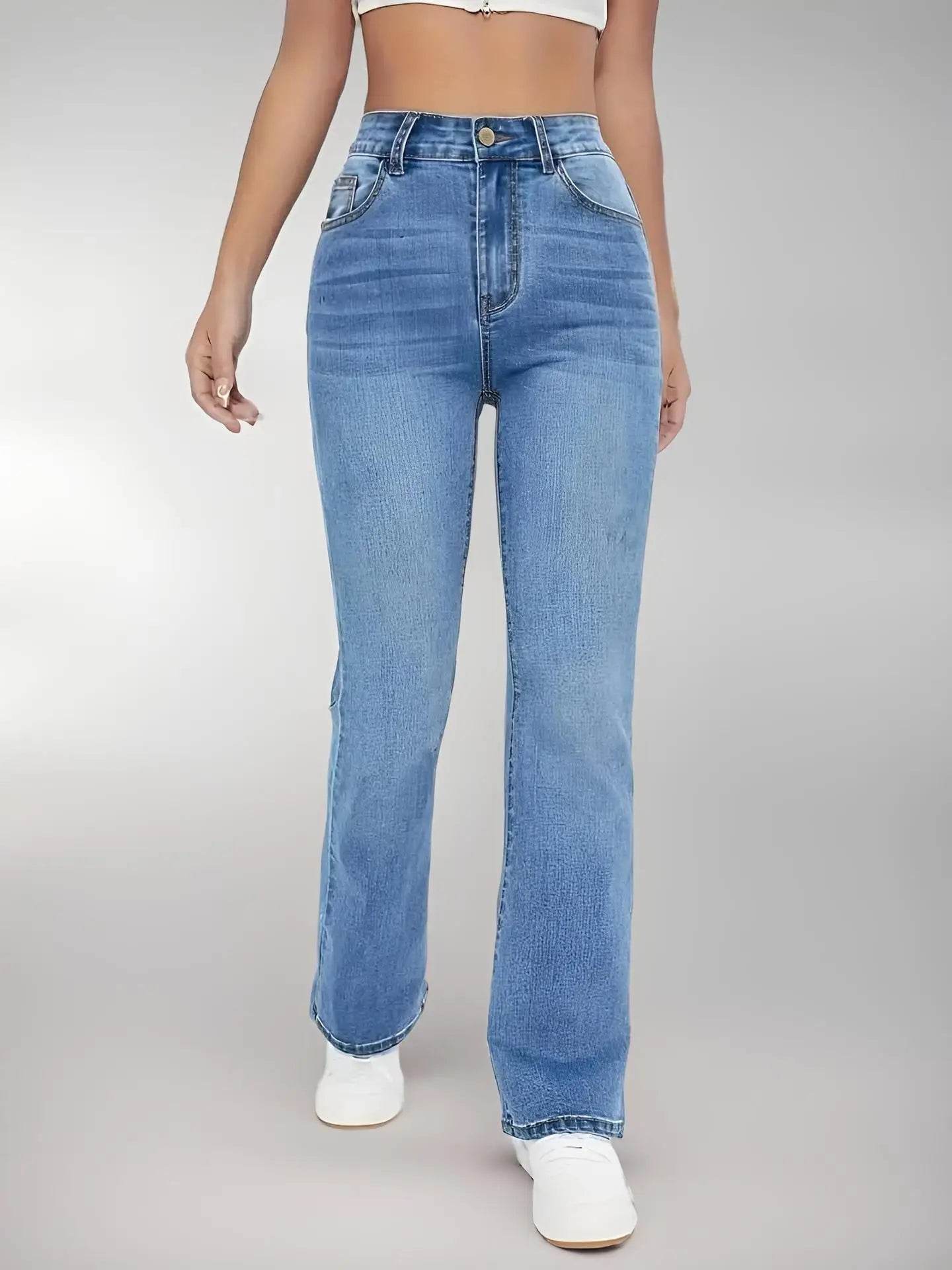 Women's High Waist Slimming Jeans - European Style Boot Cut Trousers - Buy Center UK